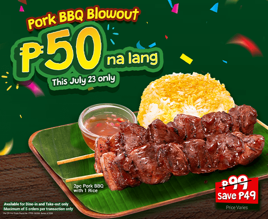 The Mang Inasal Pork BBQ is only ₱50 this July 23, 2024.